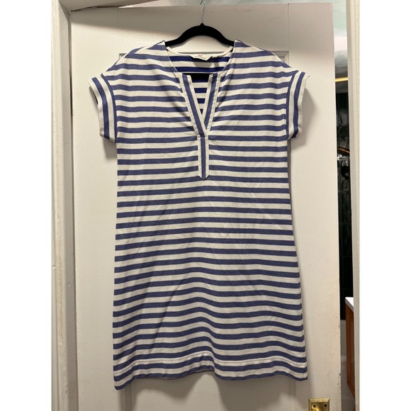 Vineyard Vines Dresses & Skirts - Vineyard Vines Womens Blue‎ White Striped Pique Split Neck Shift Dress Size S